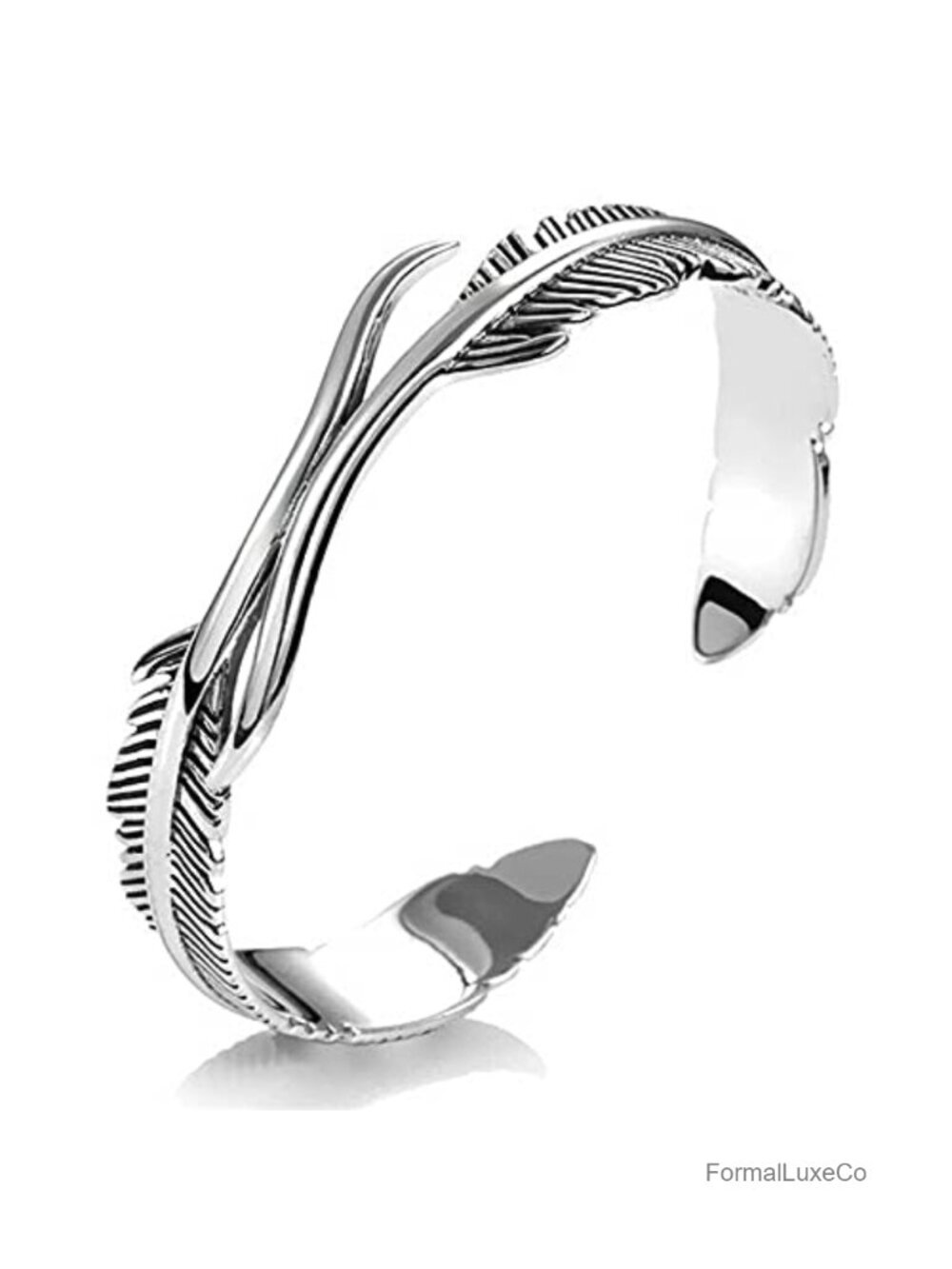 Silver Feather Cuff Bracelet Hope Adjustable Angel
